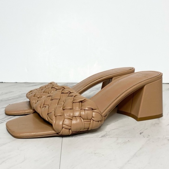 Marc Fisher Nahea Tan Leather Braided Heeled Sandal 9M